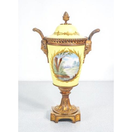 Hand-Painted Vases with Bronzes from Sèvres, 1800s, Set of 2 For Sale - Image 6 of 18