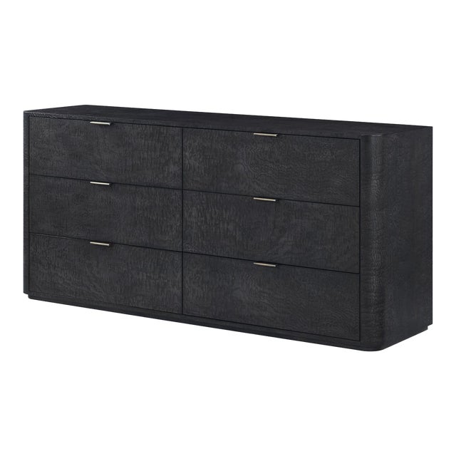 Six Drawer Black Art Deco Style Dresser For Sale