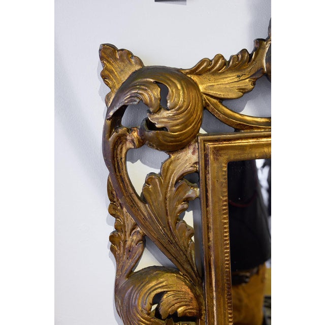 Large Italian Carved Giltwood Mirror With Shell Pediment and Acanthus Surround, c.1960 For Sale - Image 9 of 12