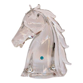 1990s Tiffany & Co. Crystal Italian Sculpture Horse Head For Sale