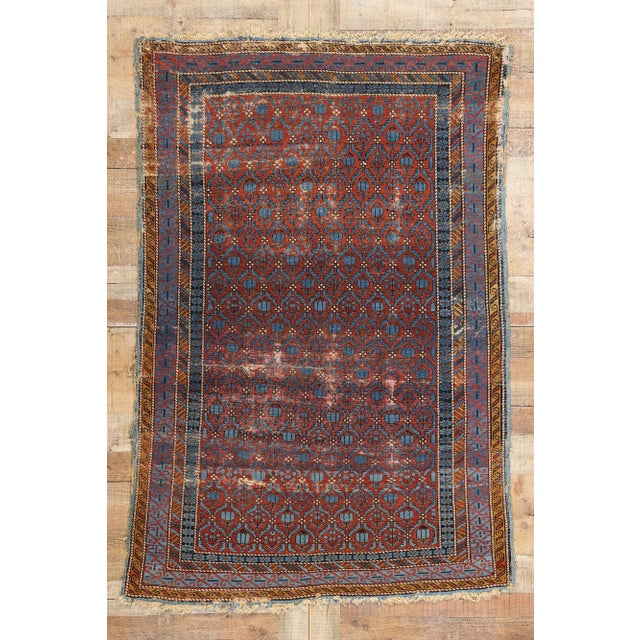 Distressed Antique Persian Kuba Rug - 04'01 X 06'02 For Sale - Image 9 of 9