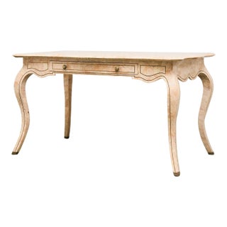 Mid 20th Century Maitland-Smith Pink Tessellated Stone Finish Desk, Attributed For Sale