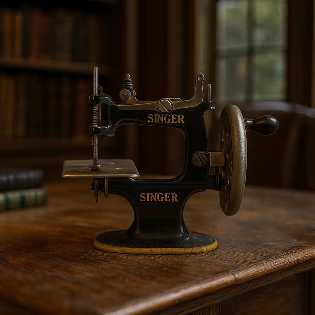 Antique Singer Miniature Hand-Crank Sewing Machine — Circa 1910s–1920s Cast Iron Model For Sale In San Diego - Image 6 of 6