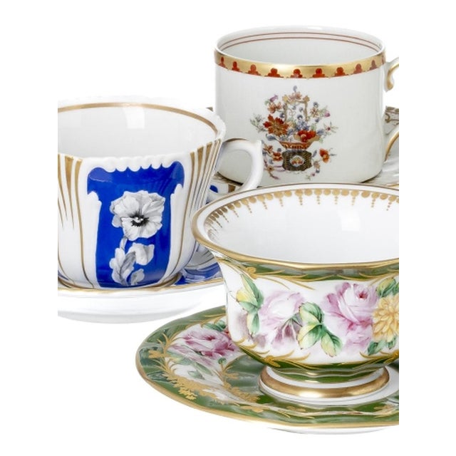 Ceramic Porcelain Tea Cups and Saucers from Vista Alegre, Set of 10 For Sale - Image 7 of 8