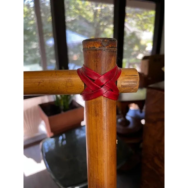 Mid 20th Century Bamboo and Rattan Folding Four Step Tier MCM Bookcase or Display Shelf For Sale - Image 5 of 8