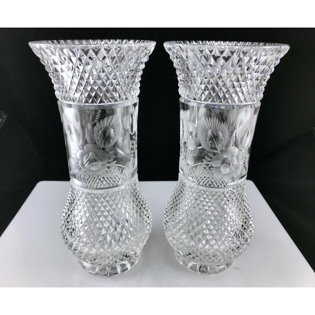 Pair of Antique Pineapple Cut Crystal Vases Chairish