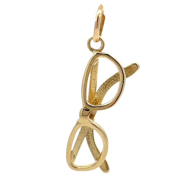 Modern 14k Yellow Gold Eyeglasses Frame Design Charm/Pendant For Sale - Image 3 of 6