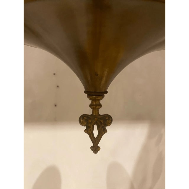 Antique Bronze Art Deco Chandelier 4 Light For Sale - Image 4 of 5