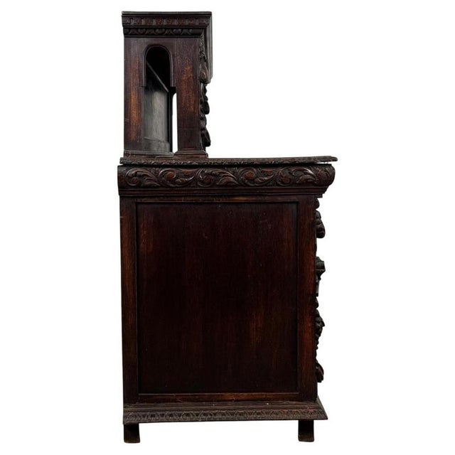 Wood Antique 19th Century Victorian Carved Oak Sideboard For Sale - Image 7 of 13