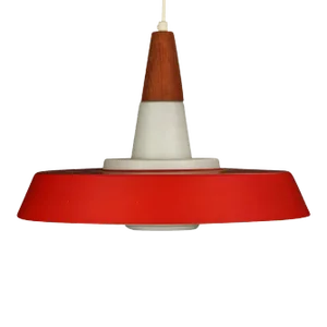 Danish Teak + Red Ufo Pendant Lamp