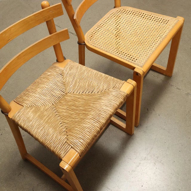 Brown Vintage Chairs in Beech Wood & Vienna Straw Seat, 1980s For Sale - Image 8 of 11