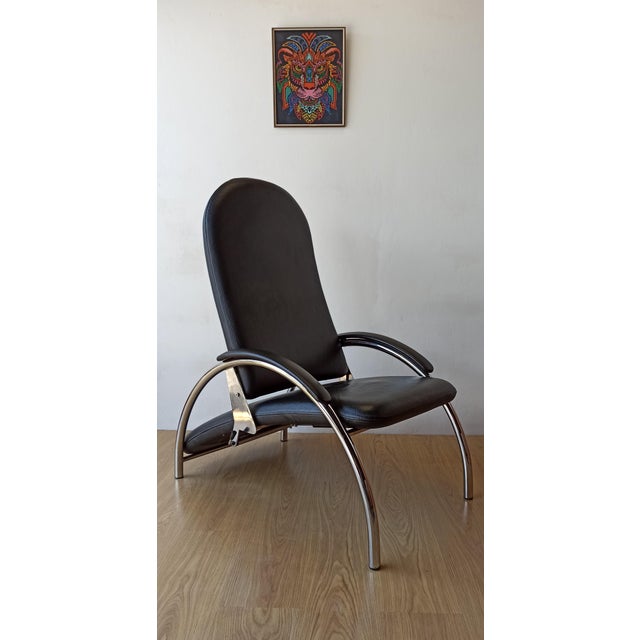 Metal Chromed Leather Armchair, 1970s For Sale - Image 7 of 18