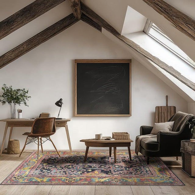 Textile 8x10 Blue Hand-Knotted Wool Floral Trellis Geometric Modern Carpet Rug For Sale - Image 7 of 8