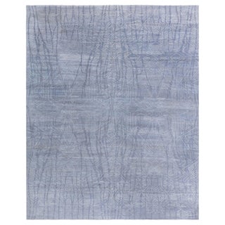 Modern Eskayel Akimbo Grey and White Handmade Rug by Doris Leslie Blau For Sale