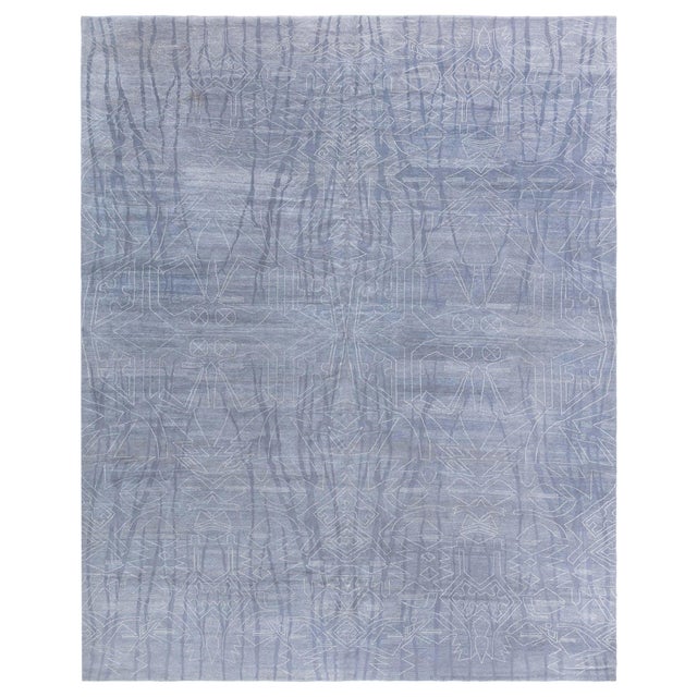 Modern Eskayel Akimbo Grey and White Handmade Rug by Doris Leslie Blau For Sale