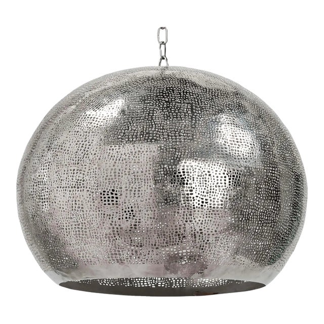 Regina Andrew Pierced Metal Sphere Pendant in Polished Nickel For Sale
