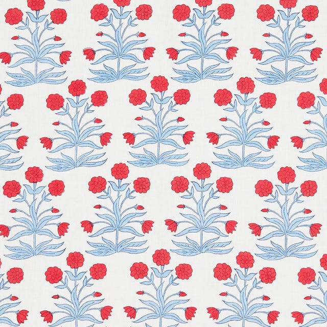 SAMPLE - Schumacher x Molly Mahon Mughal Fabric In Crimson Sky For Sale