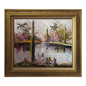 Morris Katz Landscape With People Fishing 1978 Painting