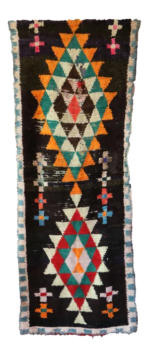 Moroccan Vintage Boujad Rug - 3'5" X 8'5" Ft