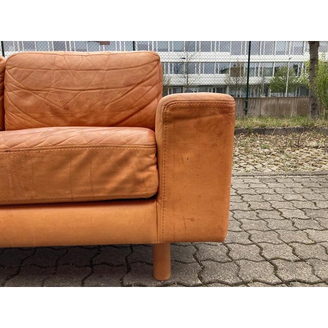Vintage Danish Cognac Leather Sofa, 1980s For Sale - Image 4 of 18
