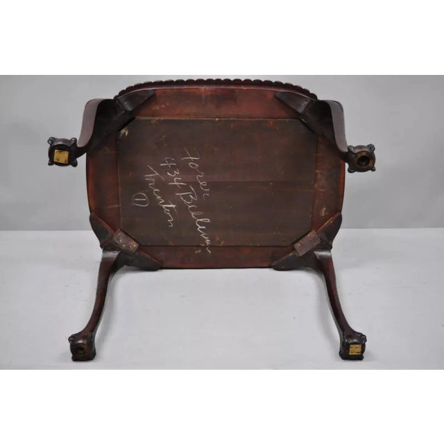 Antique Chippendale Style Rope Carved Mahogany Ball and Claw Parlor Side Table For Sale - Image 9 of 10