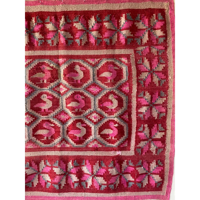 Mid 20th Century Mid-20th Century Vintage Peruvian Andean Folk Art Textile With Stylized Bird Motifs (73" X 65") For Sale - Image 5 of 18