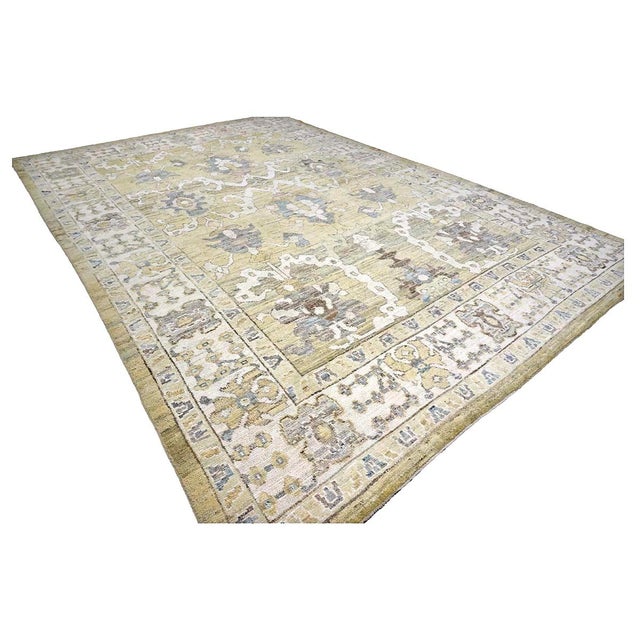 Early 21st Century 21st Century Turkish Oushak Wool 9x13 Gold, Ivory & Gray Handmade Area Rug #1144134 For Sale - Image 5 of 11