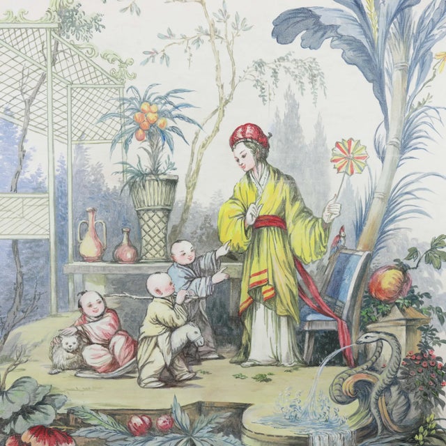 Vintage 18th Century European "Chinoiserie" Style Decorative Painting, For Sale - Image 9 of 11