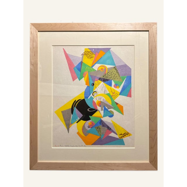 1960s Modern Woodcut on Mulberry Paper by Stanton MacDonald-Wright, Framed For Sale - Image 4 of 4