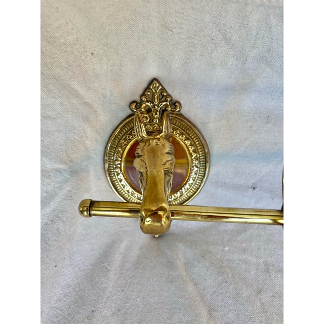 Mid 20th Century Mid 20th Century Brass Horse Head Equestrian Five Hook Coat Rack For Sale - Image 5 of 12