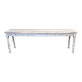 Antique French Rustic Painted Pine and Hardwood Console Table With Greek Key Motif For Sale