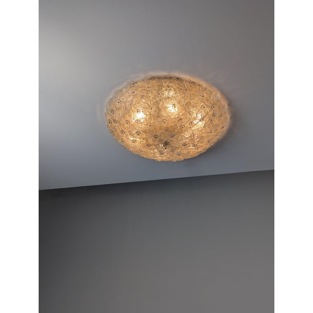 Floral Ceiling Lamp in Murano Glass with Gold Powder Barovier & Toso, 1960s For Sale - Image 4 of 13