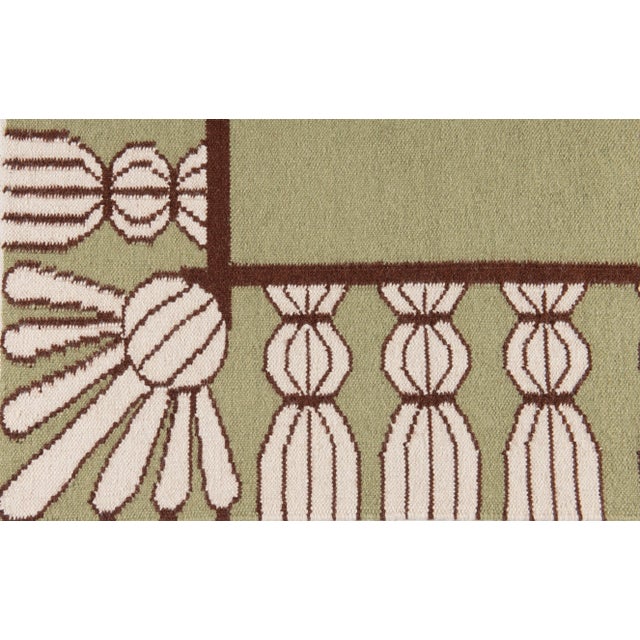 Part & Parcel Goods Wool Tassel Rug, 5' x 8', Sage, Chocolate and Eggshell For Sale In Charlotte - Image 6 of 6