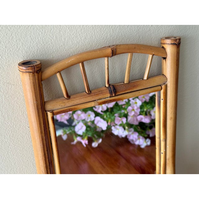 Small Bamboo Frame Mirror With Shelf For Sale - Image 4 of 9