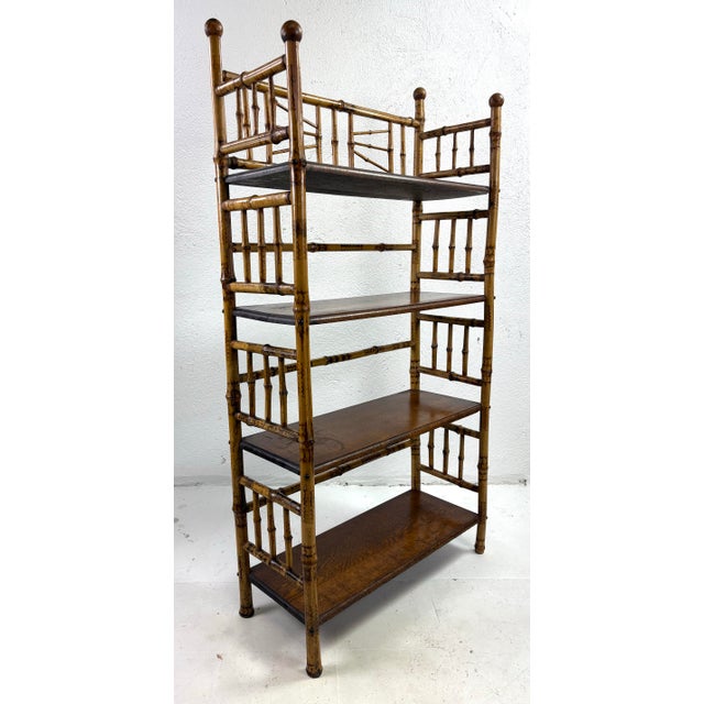Antique Handcrafted Bamboo and Oak Etagere For Sale - Image 12 of 12
