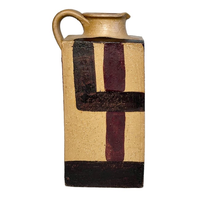 Sculptural Cubic Studio Ceramic Art Jug, Germany, 1940s For Sale