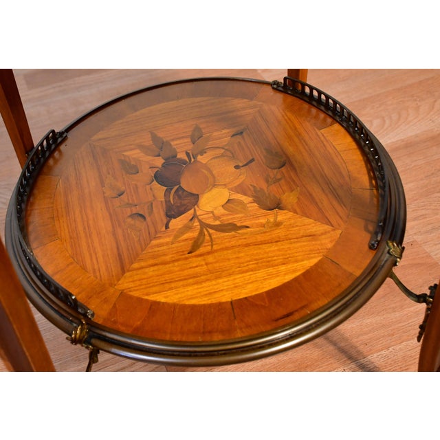 1930s Pair of French Satinwood Inlaid Side Tables / End Tables For Sale - Image 12 of 12