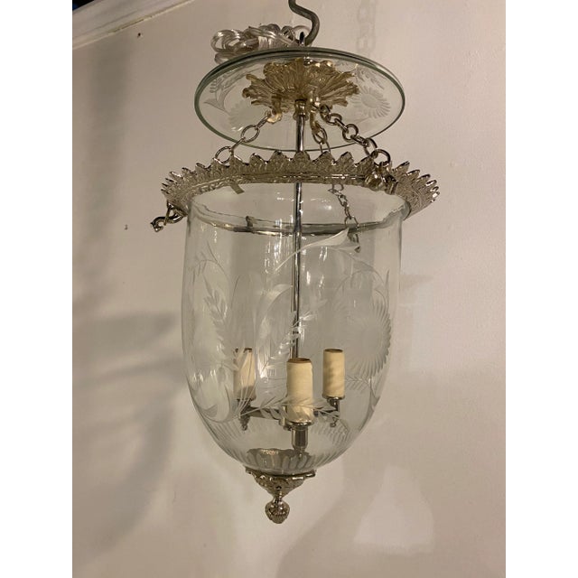 1930s 1930s French Silver Plated and Etched Glass Lantern For Sale - Image 5 of 9