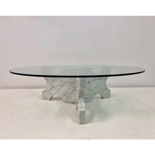 White Italian Carrara Marble Coffee Table, 1970s For Sale - Image 8 of 11