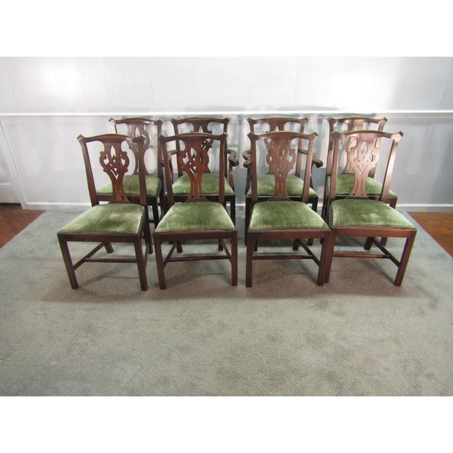 Item 87162: Henkel Harris solid mahogany set of eight Chippendale style dining chairs. Age: 1980's. Details: Number 29...