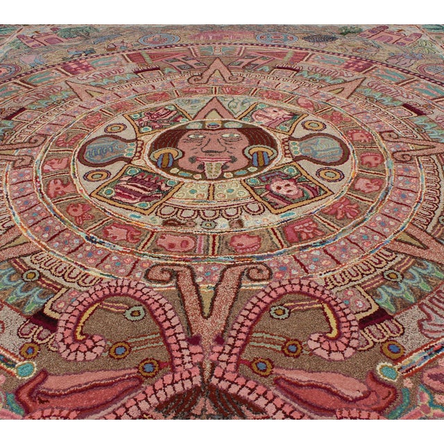 Pink Antique American Hooked Rug With Intricate Medallion 8'1 X 10'4 For Sale - Image 8 of 10