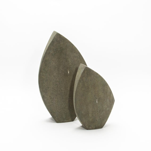 Shagreen Vase With Brass Details by R&y Augousti For Sale - Image 9 of 11