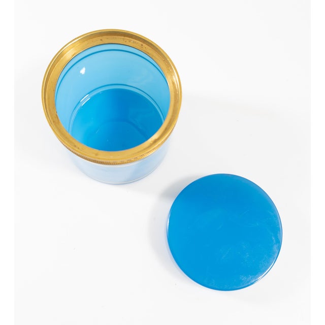 Blue Early 20th Century French Electric Blue Opaline Glass Dresser Box For Sale - Image 8 of 11