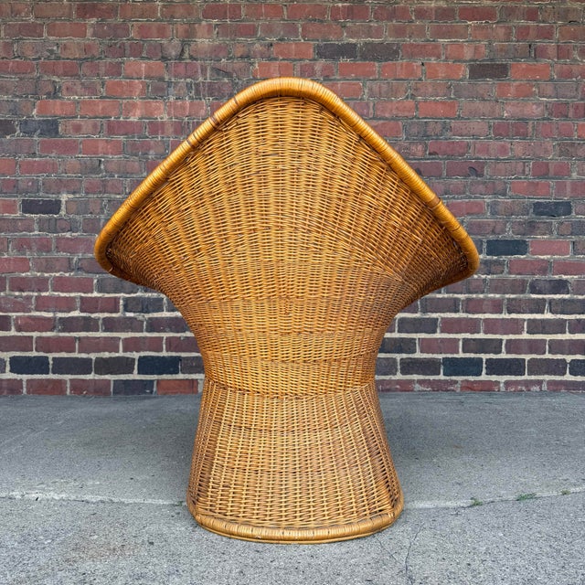 Wood McGuire Sculptural Rattan Lounge Chair, 1970s – High Back Wicker For Sale - Image 7 of 11