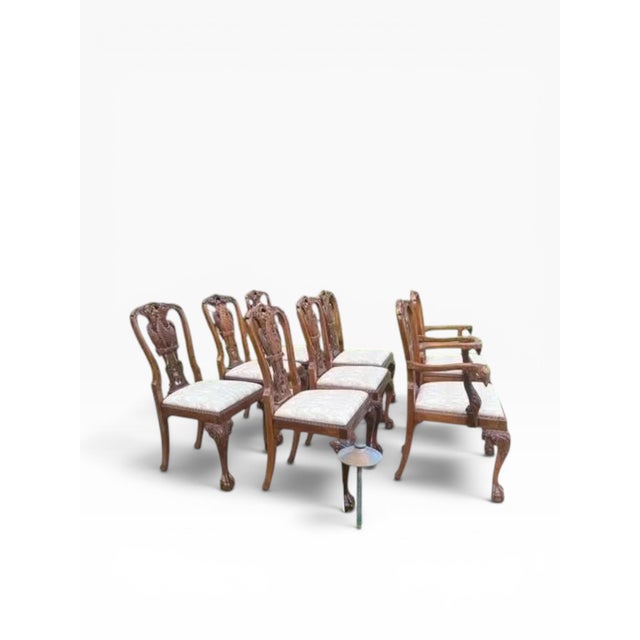 Mid 20th Century Set of 8 Hand-Carved Phoenix Back Chippendale Dining Chairs — Mahogany, Ball & Claw — Mid Century Revival For Sale - Image 5 of 18