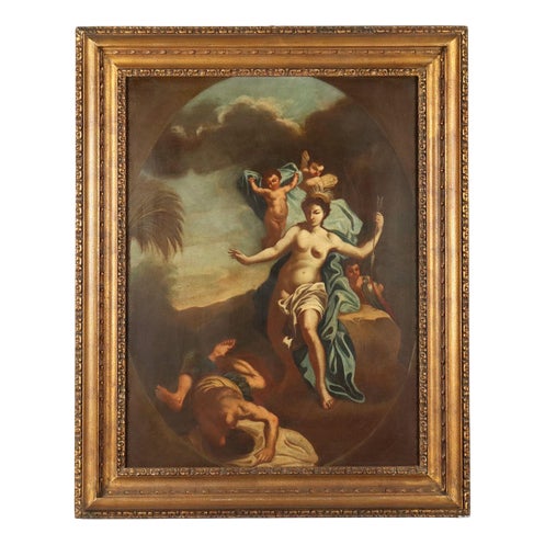 Painting with Allegory of America, 1700s, Oil on Canvas For Sale