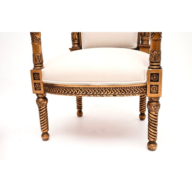 Vintage French Louis Style Carved Gilt Wood Armchairs, 1930, Set of 2 For Sale - Image 10 of 11
