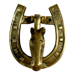 Vintage, English Horse and Horseshoe, Brass Doorknocker