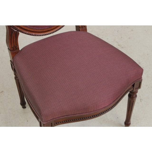 Set of 8 French Louis XVI Style Upholstered Dining Chairs For Sale - Image 9 of 18