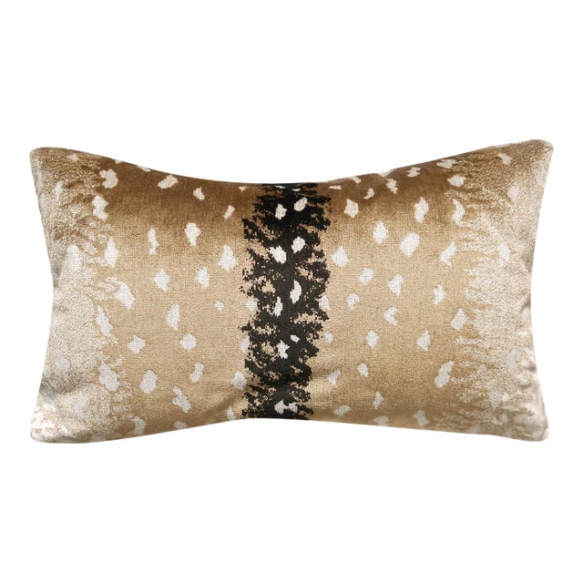 The House of Scalamandré Antelope Lumbar Pillow, Fawn For Sale